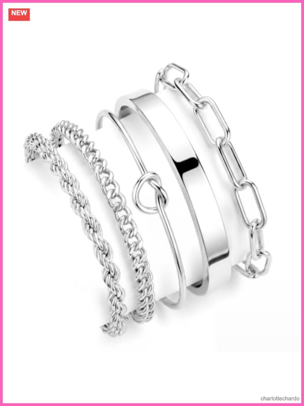 Sterling Silver Cuff Bangle Bracelet Set for Women Waterproof Non Tarnish S925